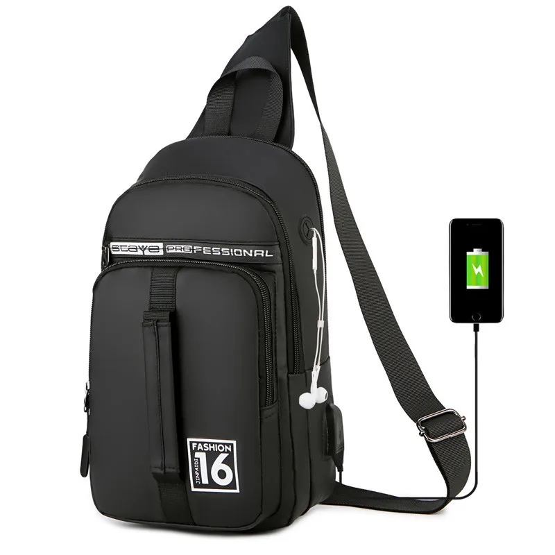 

2020 New Man Messenger Bag Unisex Oxford Waist Bags USB Charging Crossbody Bags Men Anti Theft Chest Bag Male Casual Chest Pack