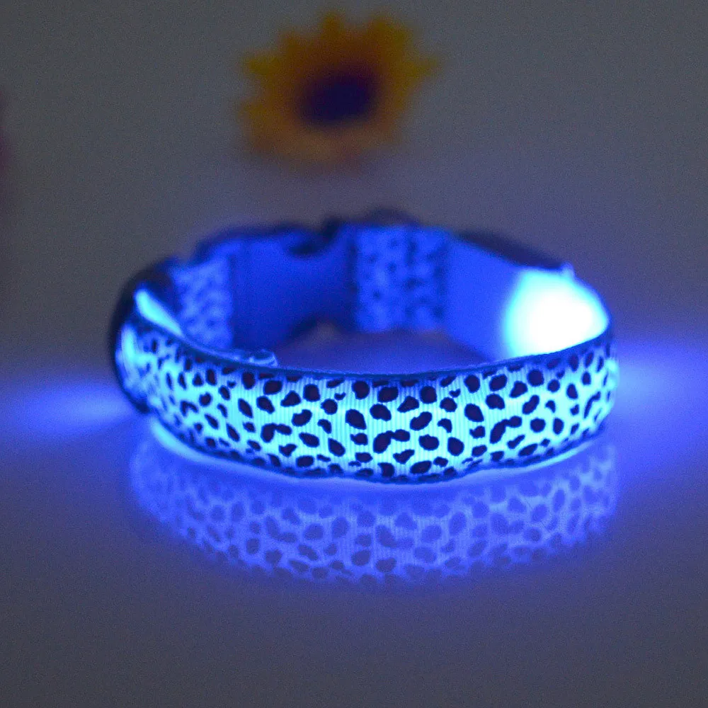 Pet Leopard Style Collars Glow USB Durable Adjustable safe Rechargeable Pet Collar LED Flashing Glowing Light Dog Cat supplie#yl - Цвет: 1