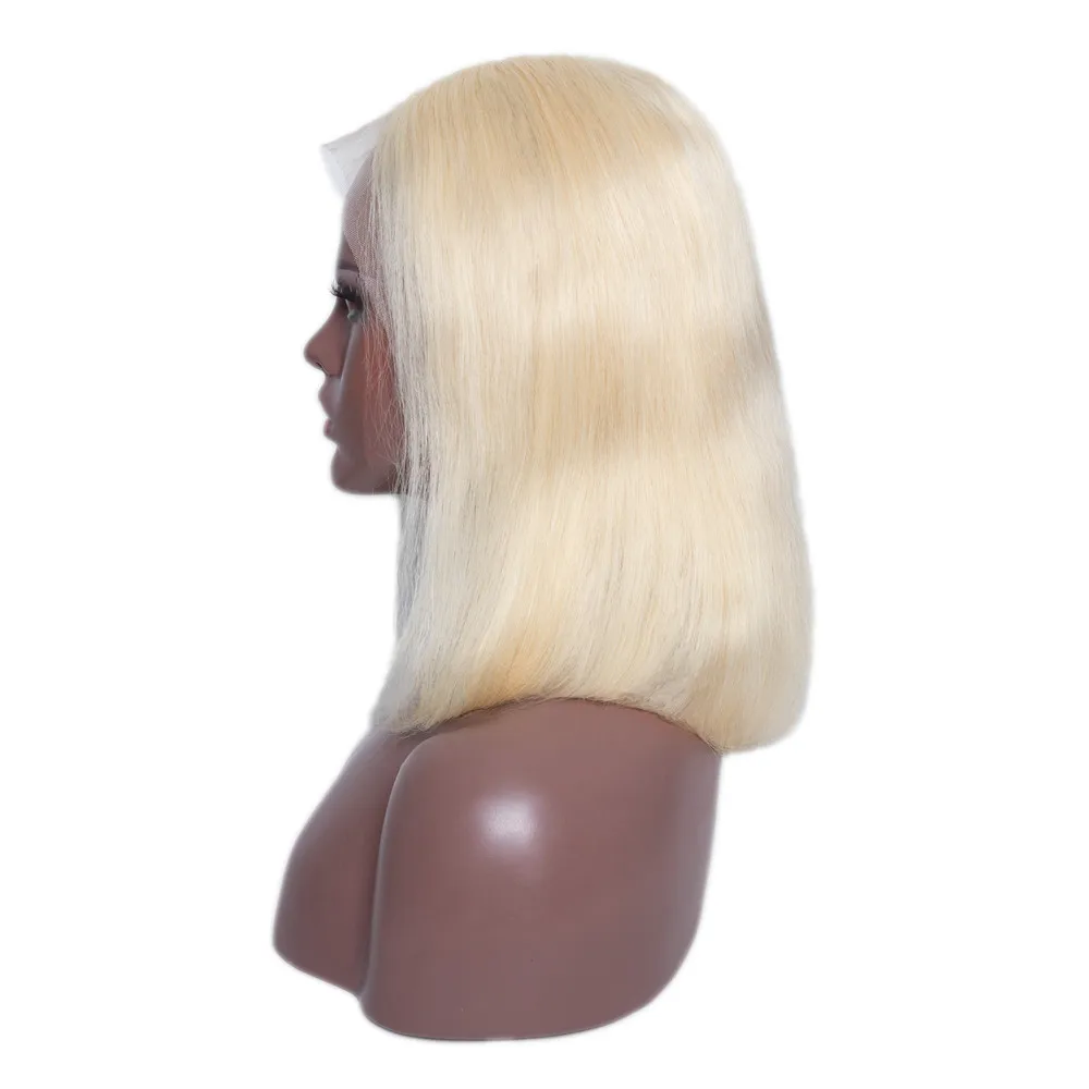 13x6 Short Bob Wig Lace Front Human Hair Wigs Malaysian Straight Remy Hair 10-16inches 613# Blonde Lace Front Wigs Pre Plucked