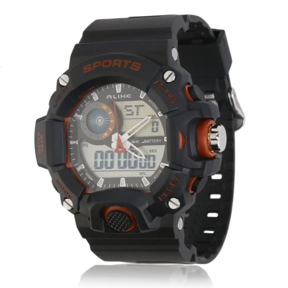 

AK14101 New Sports Military Water Resist Rubber Strap Men Digital Watch with Blue/Yellow/Red/Green/White/Orange color