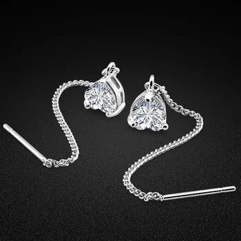 

925 sterling silver earrings female models lovely Classical zircon solid silver Ear Studs jewelry fashion chain popular jewelry