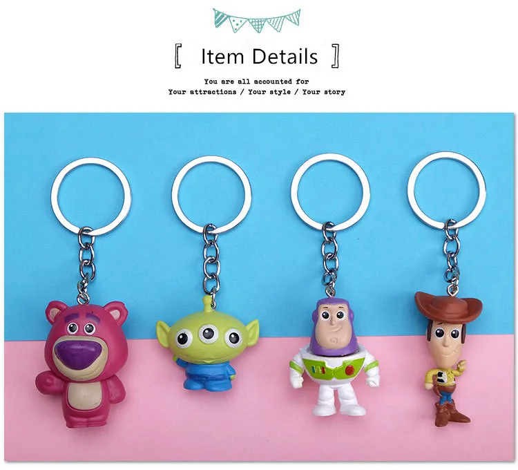 

New Cartoon key Chains Toy Story 4 Woody Buzz Lightyear Rex PVC Key Ring Bag Gift Children Party Men Girl Classic For Movie Fans