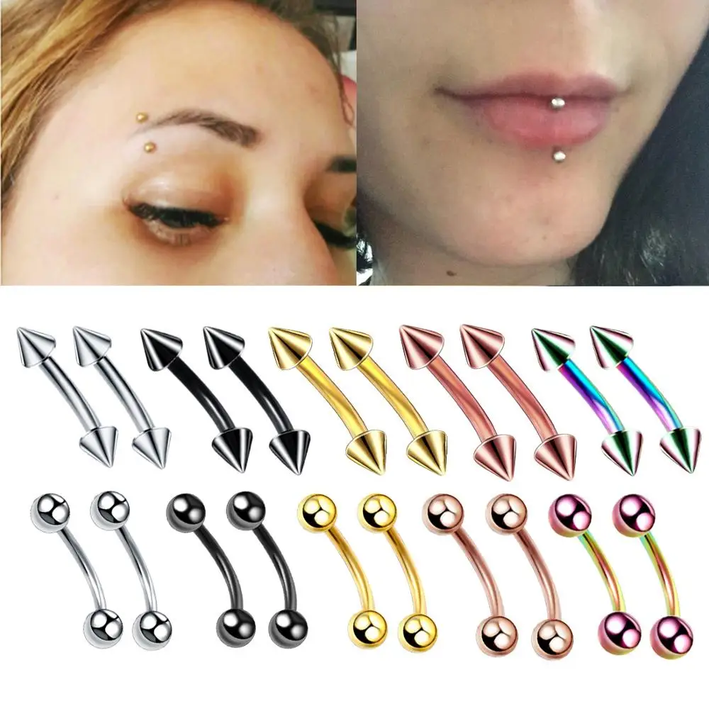 5pcs/lot 16G Curved Eyebrow Jewelry Surgical Steel Ear Piercing Helix Tragus Earring Barbell Lip Labret Nipple Ring Body | Украшения и