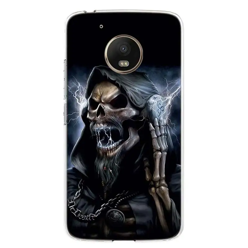 TW132-8 Grim Reaper Skull Skeleton чехол для телефона для Motorola Moto G7 G6 G5S G5 E4 Plus G4 E5 Play power EU Подарочный чехол с рисунком - Цвет: TW132-8
