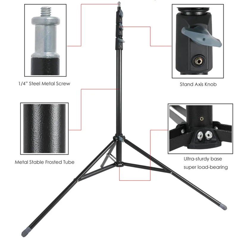  2.6m Heavy Duty Steel Metal Photo Video Light Stand w/ Buffer Spring Tripod for Studio Softbox Vide