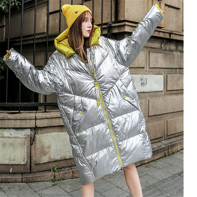 

Cotton Coat Women 2019 New Korean winter long Cotton Jacket Thick bread Parka tide Fashion Loose Straight sequins Outerwear W165