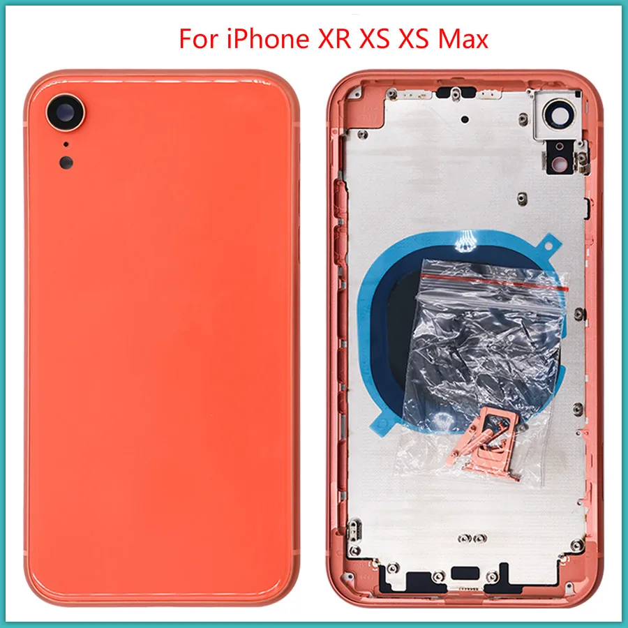 AAA+++ качество для iPhone XR XS Max чехол для задней части телефона батарея задняя панель задняя крышка+ средняя рамка Шасси+ sim-карта