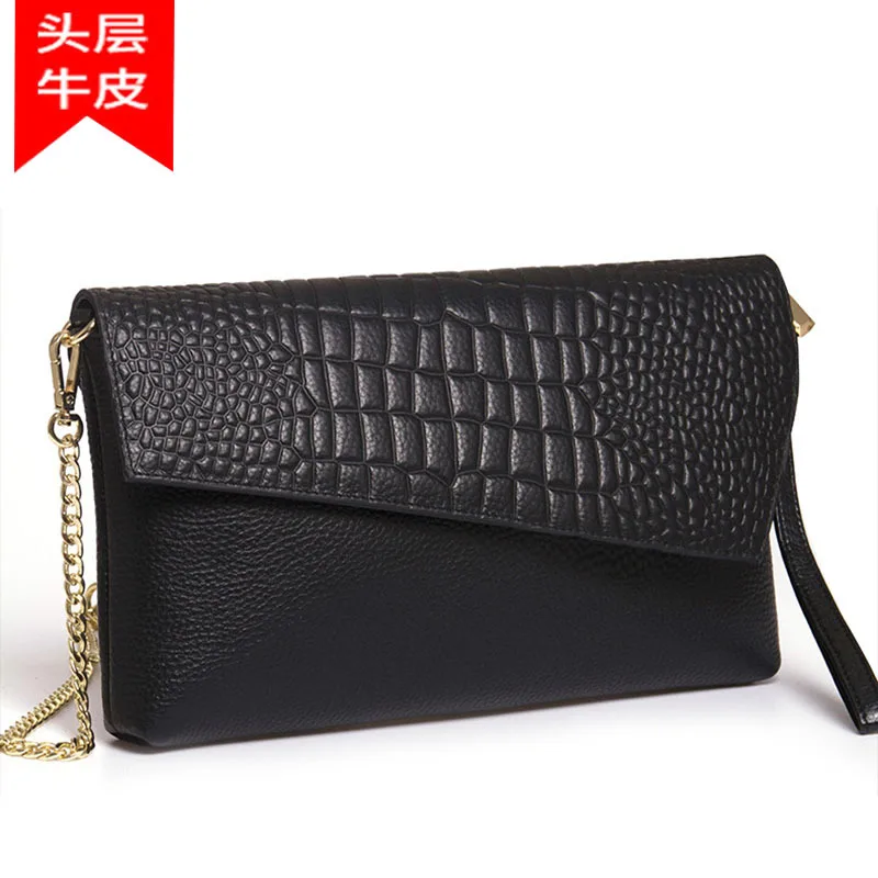 

Full-grain Leather Embossed 2019 New Style Korean-style Zipper Hasp WOMEN'S Shoulder Bag Carrying Evening Bag