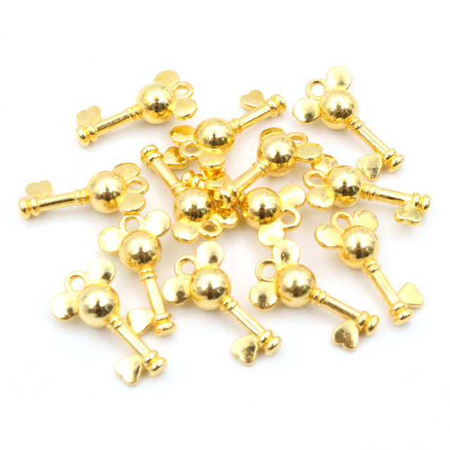 Charms Cute Most Key 19x12mm Antique Silver Plated Bronze Gold Pendant fit Vintage Tibetan Findings for Jewelry Making