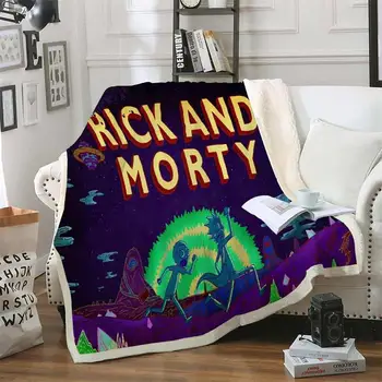 

Cartoon Rick and Morty funny character Blanket 3D print Sherpa Bedspread Blankets on Bed Home Textiles Dreamlike Christmas gift