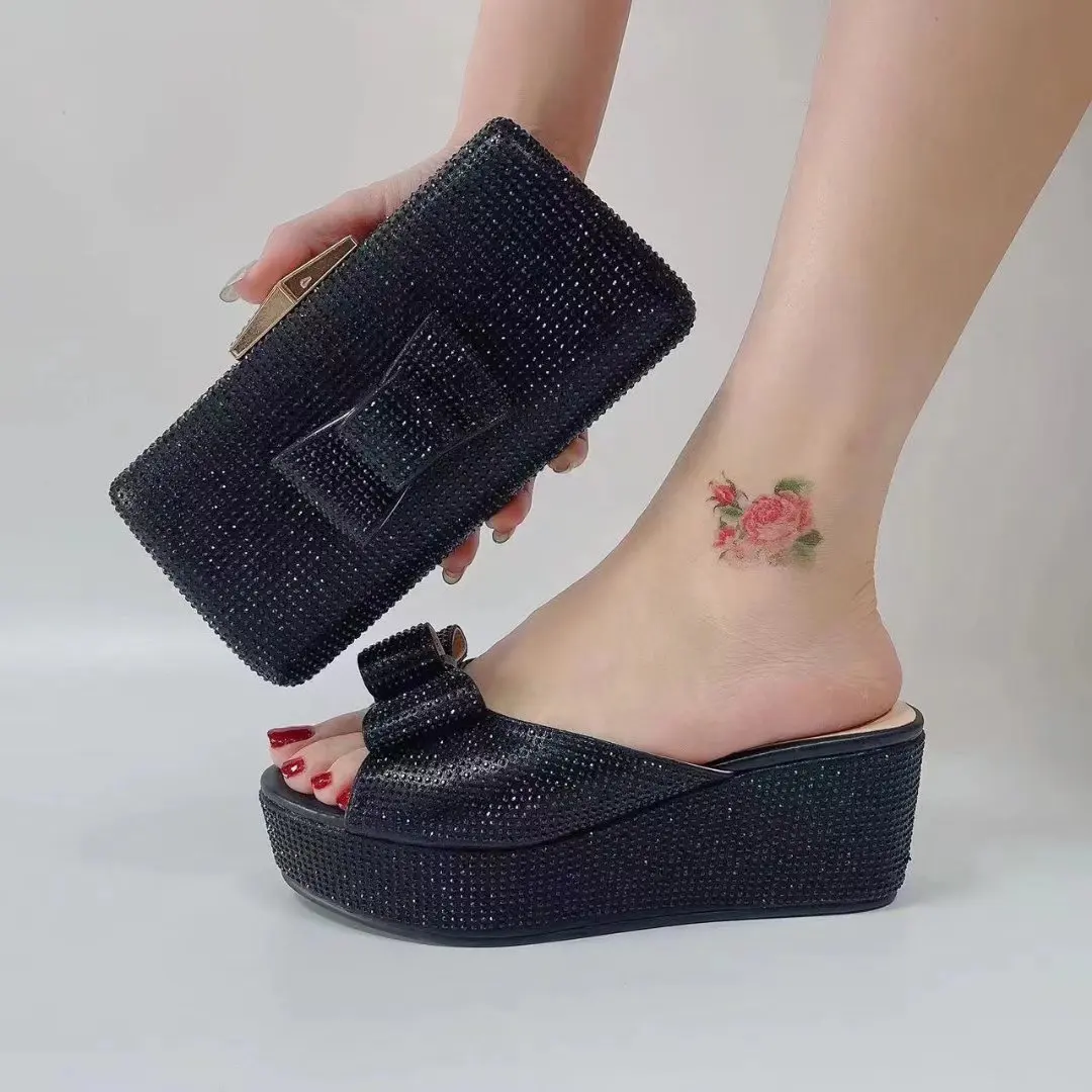 

doershow Italian Shoes With Matching Bags Set Italy African Women's Party Shoes and Bag Sets BLACK Color Women shoes! SOU1-1