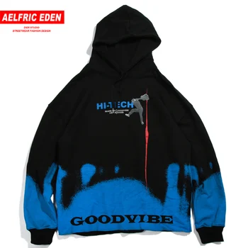 

Aelfric Eden Hip Hop Color Block Printed Mens Hooded Sweatshirts 2019 Streetwear Pullovers Harajuku Casual Cotton Male Hoodies