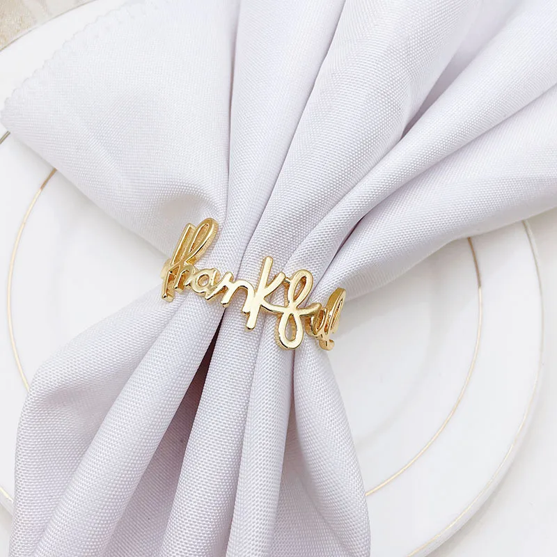 

6PCS Creative Metal Mouth Wedding Table Decoration Curved Letter Napkin Buckle Metal Napkin Ring Napkin Ring Cloth Ring