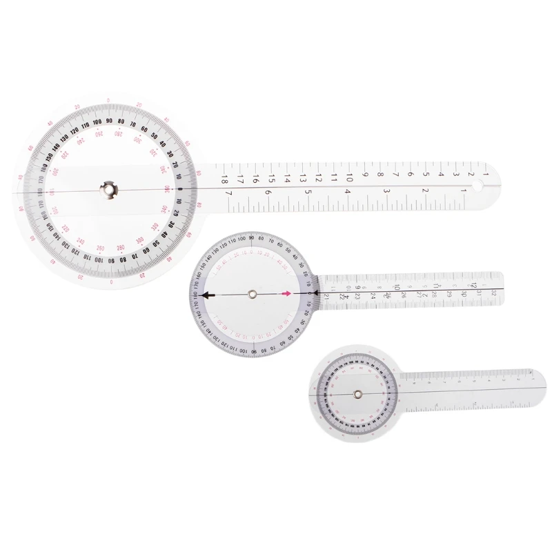 

3pcs/set Plastic 360 Degree Goniometer Angle Protractor Ruler Measure Medical Y4UB