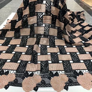 

5y 2020 Latest Nigerian Lace Fabrics For Wedding Dress High Quality White African Embroidery Guipure Milk Silk Cord Lace Fabrics