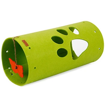 

Natural Felt Cats Tunnel Mat Combination Stitching Folding Cat Play Channel Roll Dragon Dragon Puzzle Cat Toy Pet-Green