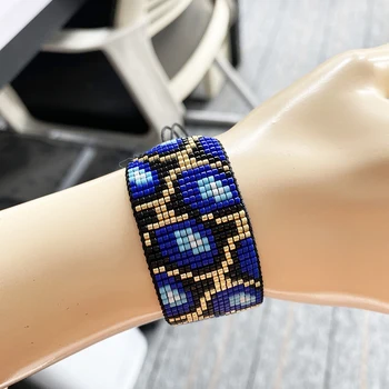 

Rttooas MIYUKI Bracelets Women Blue Tortoise Pattern Cuff Bracelet Pulseras 2019 Fashion Summer Female Jewelry Handmade Woven