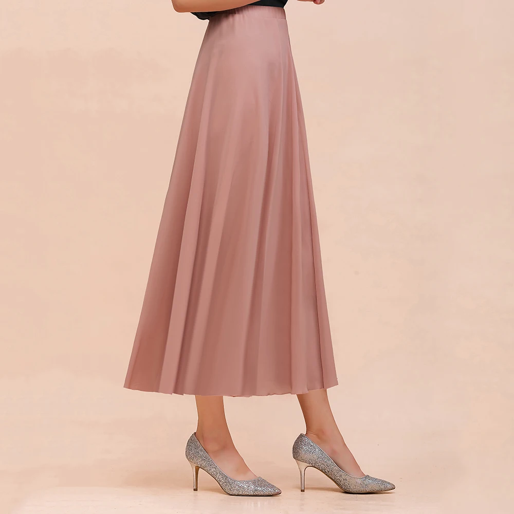 

sexy women maxi skirts 2020 new 6 colors 2 layers chiffon solid pleated long skirt high waist female jupe