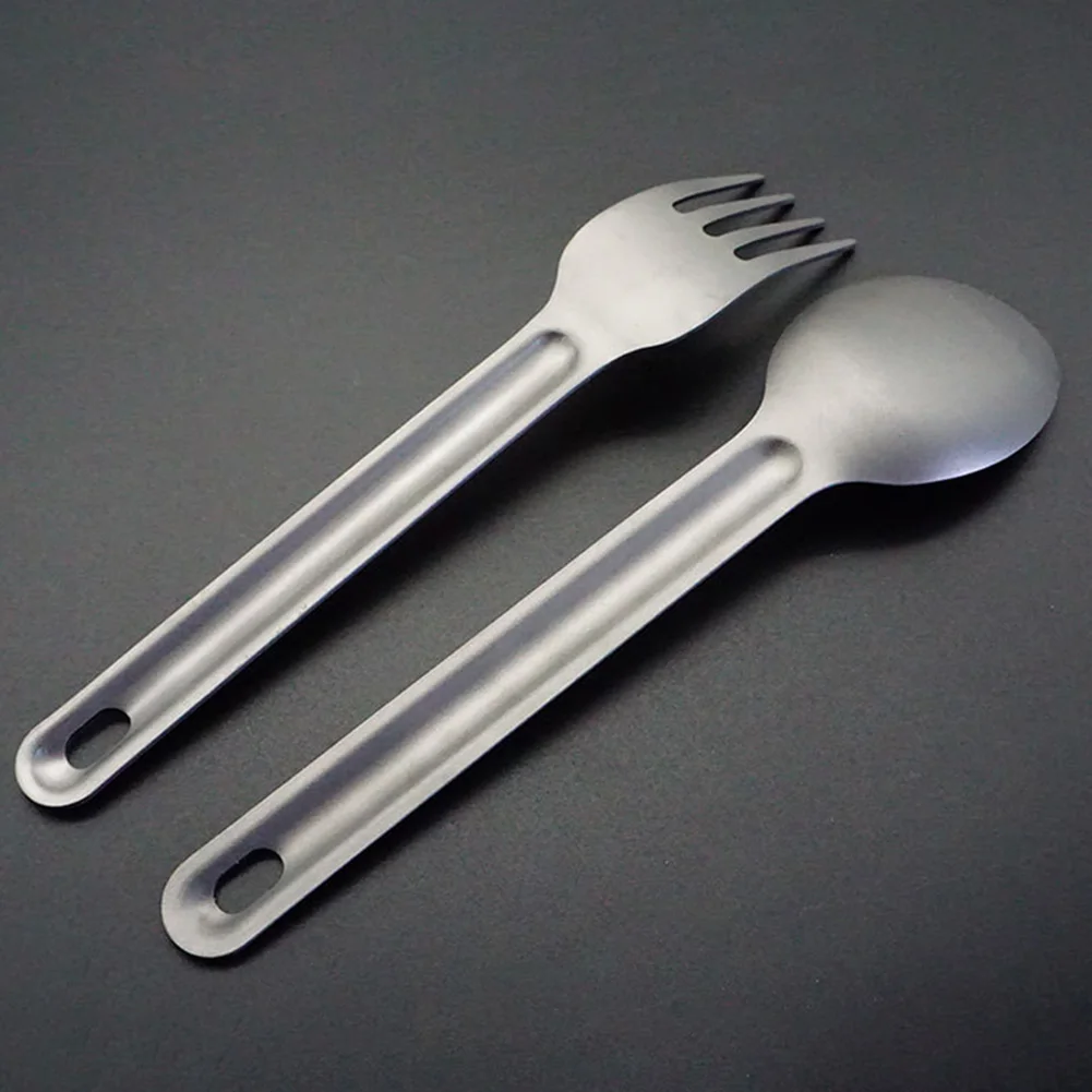 Picnic BBQ Tableware Set Sturdy Outdoor Titanium Smooth Camping Forks Spoons Heat Resistant Non Toxic Restaurant Anti Corrosion