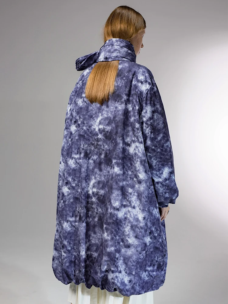 [11,11] IRINACH105 зимняя новая коллекция tie dye ткань большой длинный женский белый пуховик с шарфом