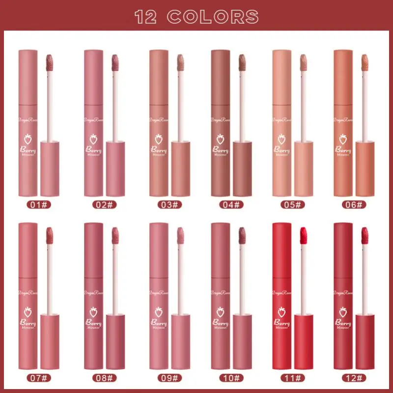 12 Colors Velvet Matte Lip Gloss Waterproof Moisturizing Easy To Wear Long Lasting Hydrating Liquid Lipstick Beauty Cosmetics