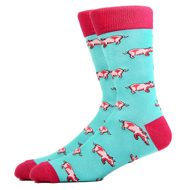 Fashion Men Happy Socks Combed Cotton Cartoon Animals Dog Cat Large Size Casual Women Cute Funny Harajuku Socks Colorful HK11002-2
