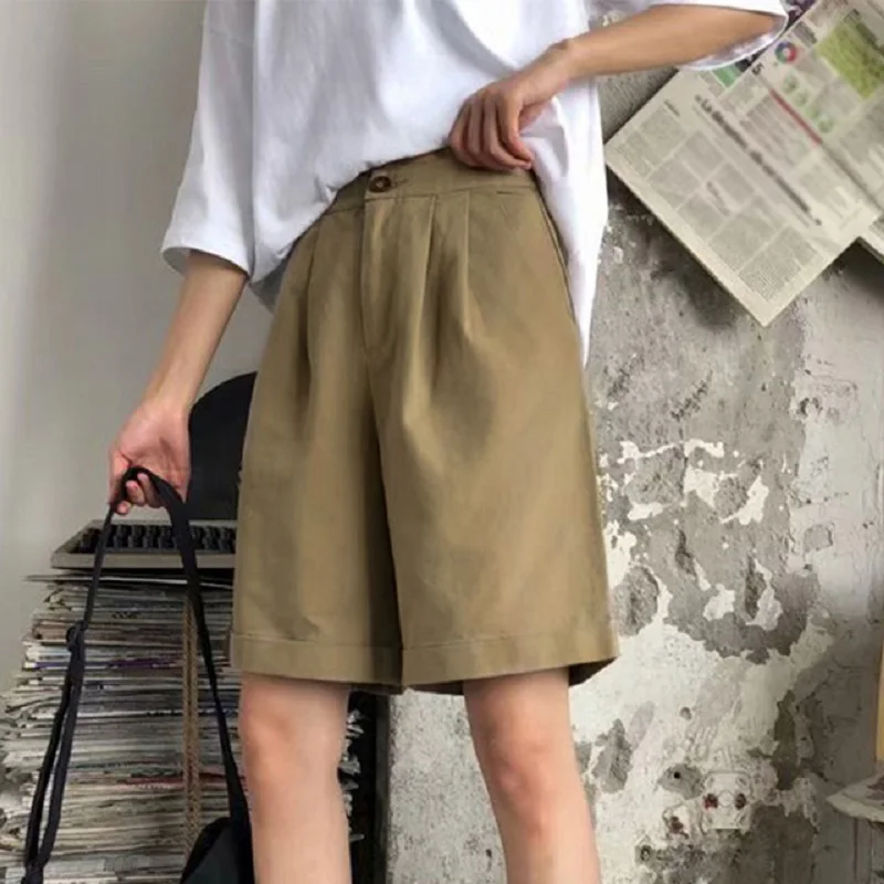 Summer Korean Wide Leg Pants Women Office Ladies Capris High Waist Elegant Pants Female 2020 Black Solid Half Trousers Woman Summer Korean Wide Leg Pants Women Office Ladies Capris High Waist Elegant Pants Female 2020 Black Solid Half Trousers Woman