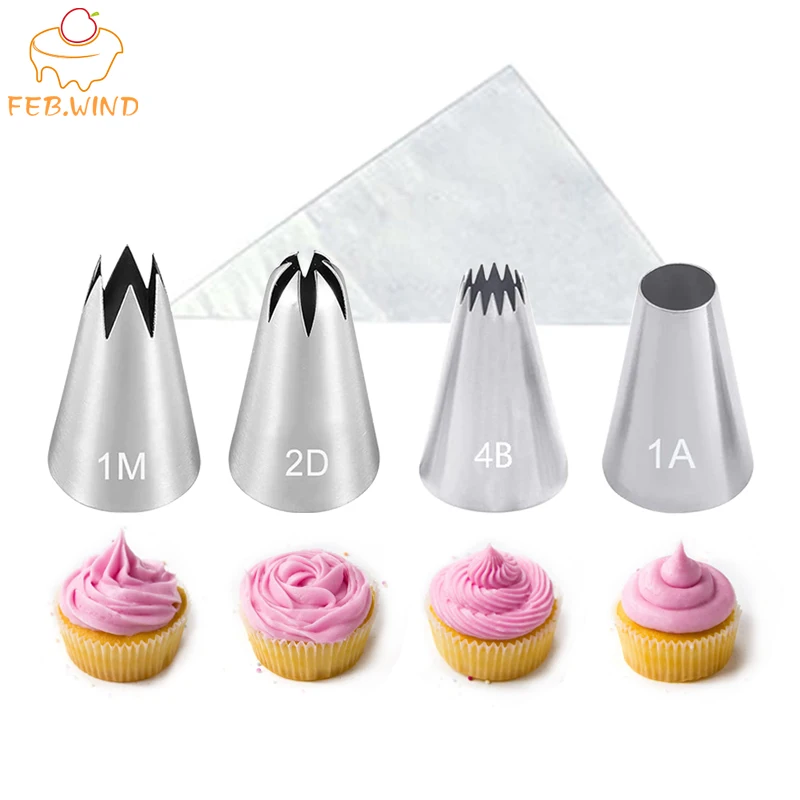 2D 1M 4B 1A large stainless steel icing piping frosting nozzle tip set for baking and cake cupcake decorating supplies 