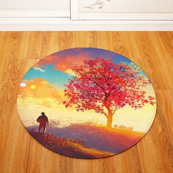 

Night View Round Mats Living Room Children Bedroom Rugs And Carpets Computer Chair Floor Mat Cloakroom Carpet