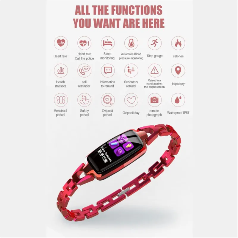 DR66 Смарт-часы для женщин монитор сердечного ритма Bluetooth IP67 Водонепроницаемый фитнес-трекер умный браслет Android IOS Smartwatch 1yw
