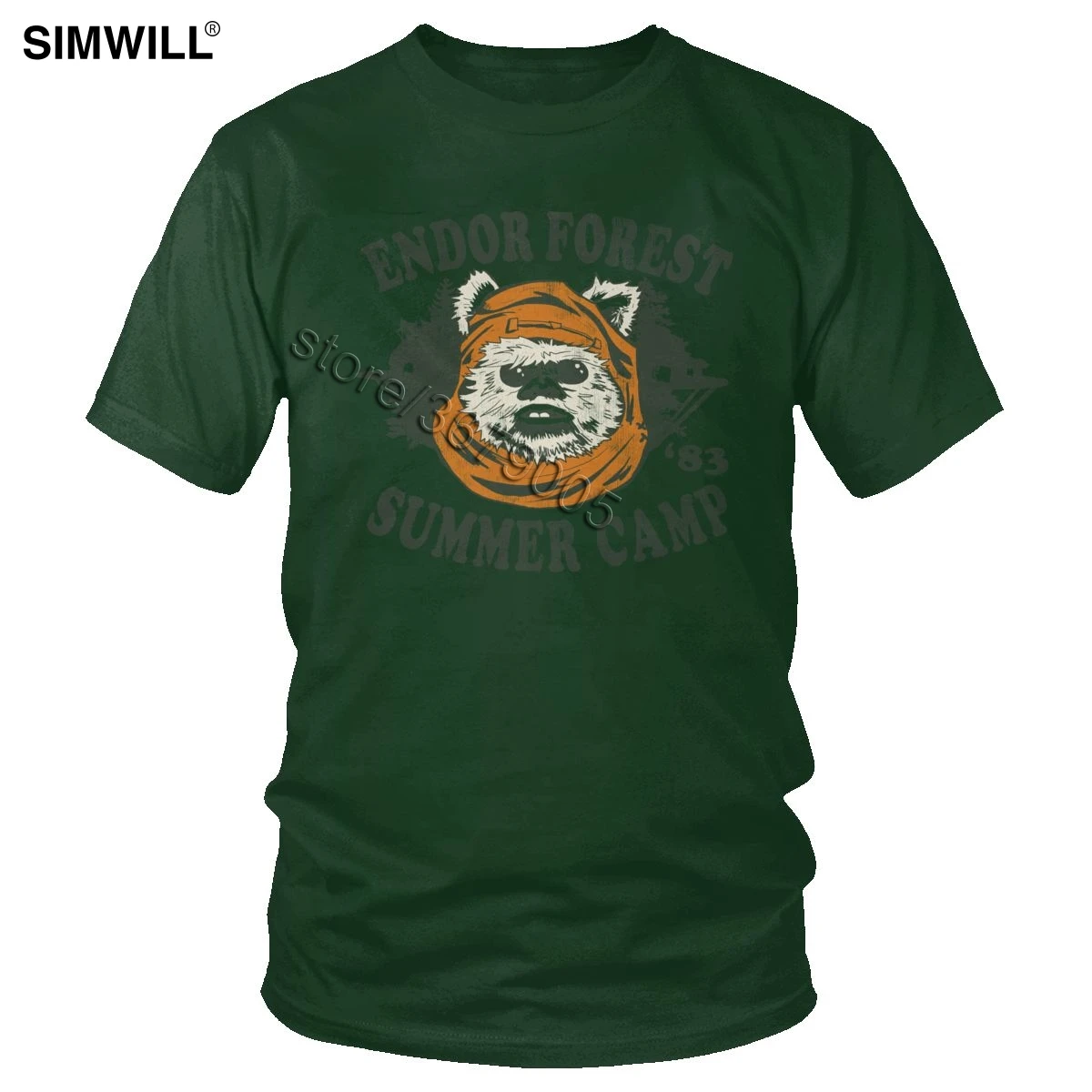 Винтажная летняя футболка в стиле Ewok, уникальная футболка с изображением эндора леса, футболка в стиле ретро с короткими рукавами, хлопковые футболки с принтом, модные топы, одежда - Цвет: Forest Green