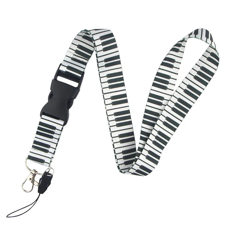 PC233 Музыкальный брелок для ключей в виде пианино Lanyards держатель удостоверения личности ID карта Пропуск Тренажерный зал мобильный бейдж держатель ключевой ремень