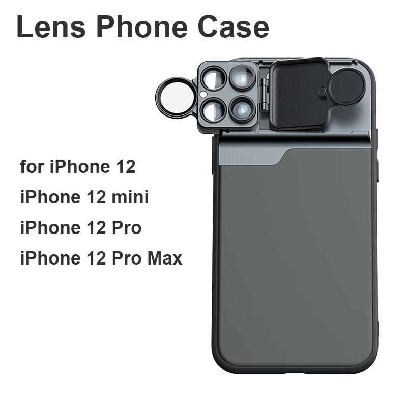 Phone Case for iPhone 12 mini 3 in 1 Lens CPL Filter/Macro/Fisheye/2X Telephoto Lens 5 in 1 Phone Lens for iPhone 12 Pro Max