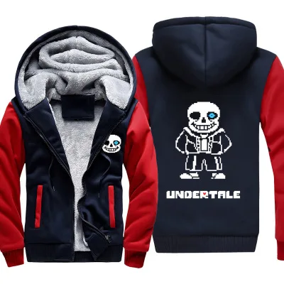 Мужская Утепленная Толстовка undertale sans man cosplay с принтом на молнии, куртка, зимние толстовки, пальто, длинный рукав, повседневная с капюшоном