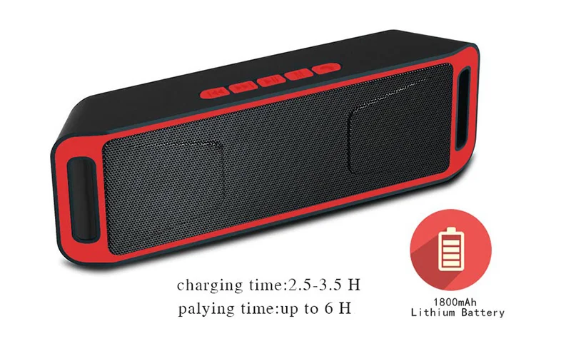 Портативная беспроводная Bluetooth Колонка SC208 басовый звук ABS пластик + железная