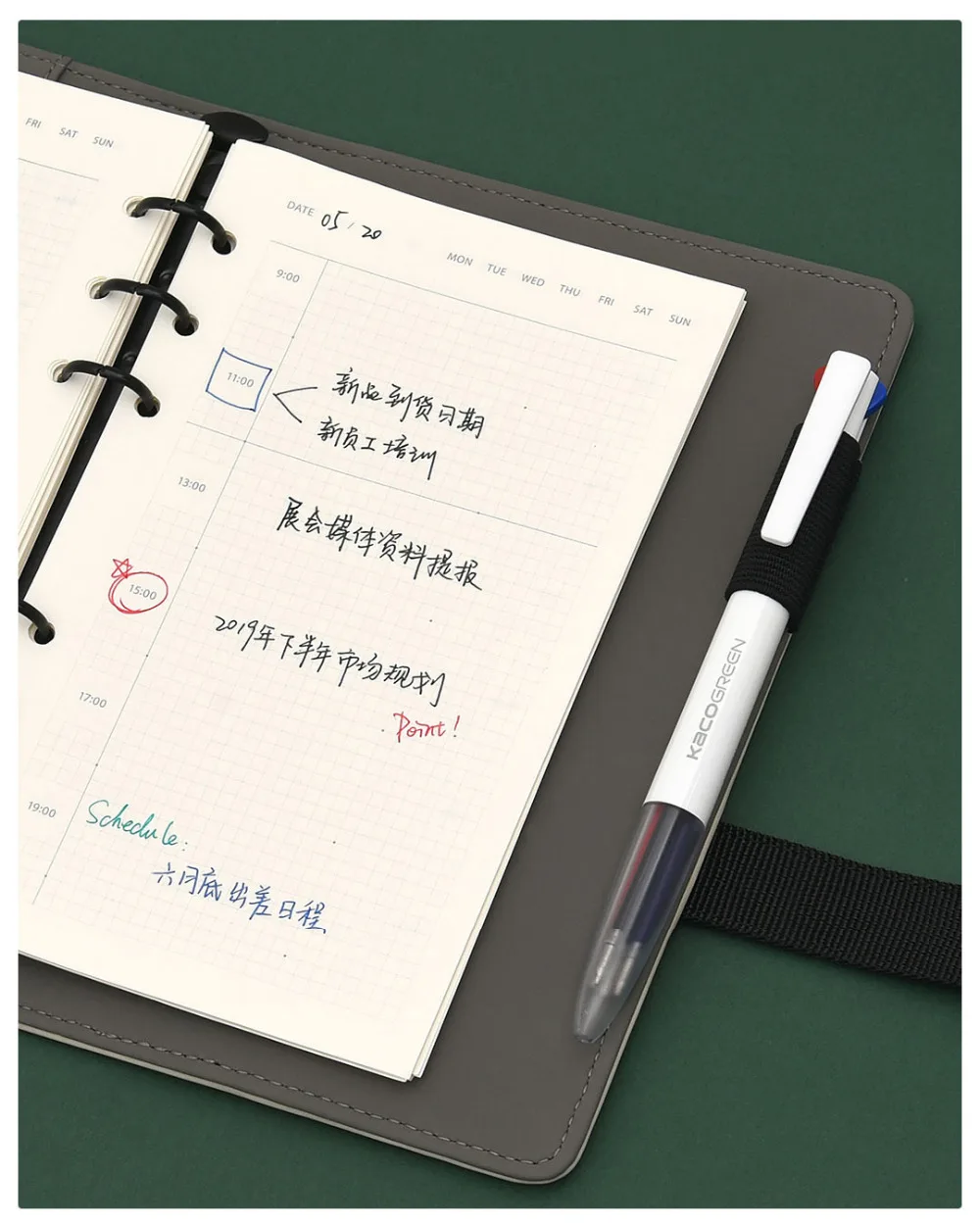 Xiaomi KACO 4 In 1 Easy 4 FUNTIONS PEN Multifunction Pens 0.5mm Black Blue Red Green Refill Gel Pen For Office Student