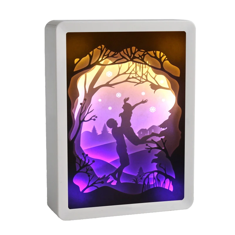 B Creative 3D Paper Carving Night Lamp Small Art Decorative Night Light Table Light For Holiday Christmas Decoration Romantic Gift - Испускаемый цвет: B