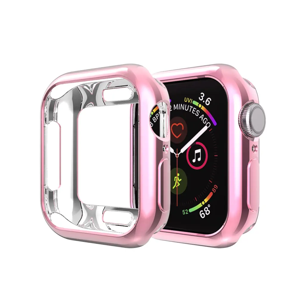 Чехол для часов 44 мм для Apple Watch serise 5 4 3 2 1 ремешок чехол 38 мм 42 мм ТПУ Мягкий Прозрачный квадратный отверстие для iwatch 4 40 мм - Цвет: pink