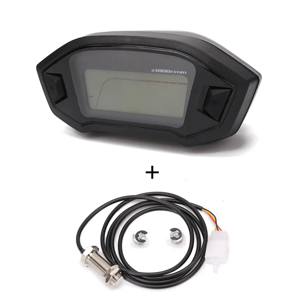 Universal Tachometer ATV Motorcycle LCD Digital Speedometer Odometer KMH Gauge Backlight Motorcycle Odometer for 2,4 Cylinders - Цвет: Without bracket