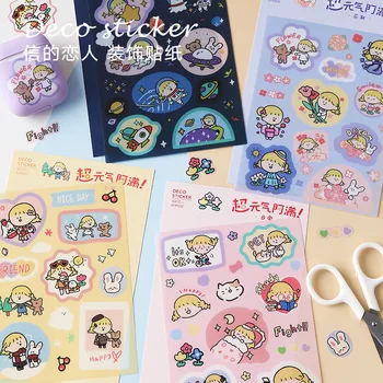 

Kawaii Stationery Stickers Cute Cartoon Girl Fantasy Pattern Journal Stickers Scrapbooking Diary Decorative PVC Stickers