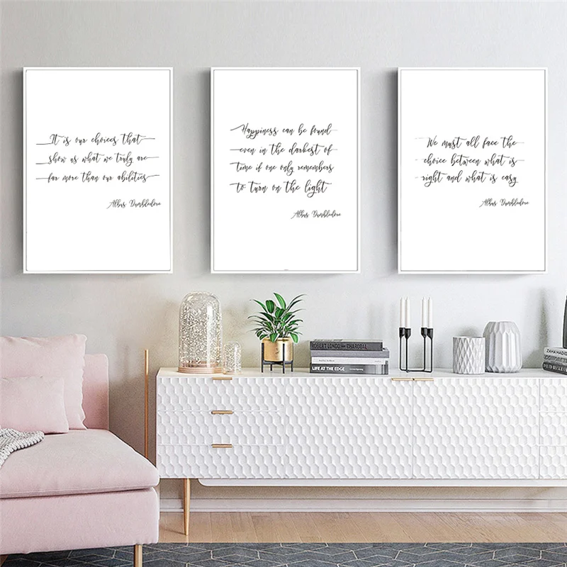 

Nordic simple black and white letter art canvas print decorative painting living room bedroom study poster murals home