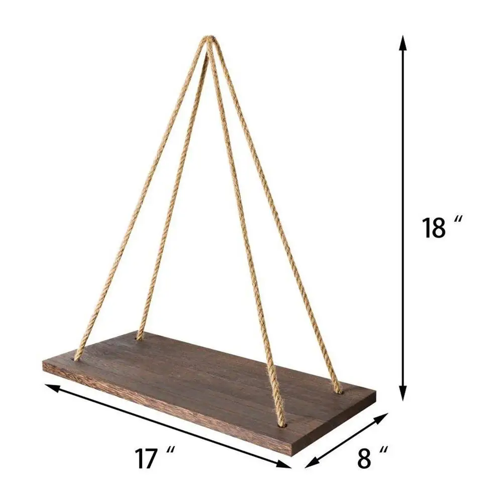 Джутовая веревка, плавающие настенные подвесные полки, деревянная оконная полка, деревенский стеллаж для хранения, домашний декор, растения, фотографии, украшения, дисплей