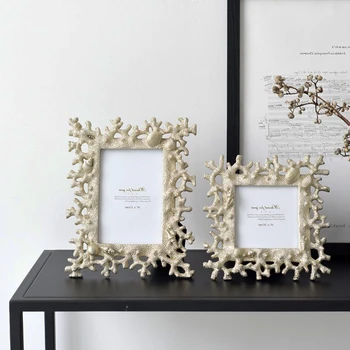 

Mediterranean Photo Frame Creative Coral Shell Conch Resin Picture Certificate Frame Framed Art Desktop Decoration 5/6/7/8 Inch