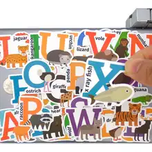 Lettres anglaises d'animaux et nombres pour enfants, 50 pièces, autocollants Kawaii pour Scrapbook, agenda, téléphone, étui d'ordinateur portable, jouet d'enseignement amusant
