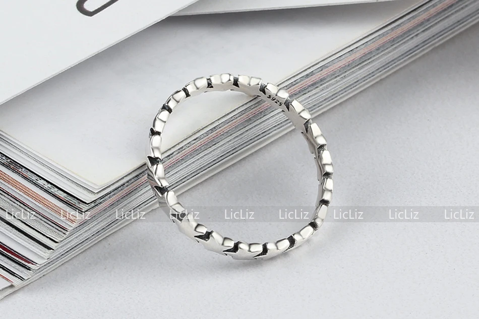 LicLiz 925 пробы серебро кольцо с плетеным орнаментом для Для женщин простой сплошной полые Бесконечность Кольцо Brincos Твист с перекрещенными