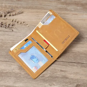 

Genuine Leather Men Wallet Short Business Bifold Hasp Coin Pouch Retro Multifunction Purse Billetera Hombre Card Package DA50QB