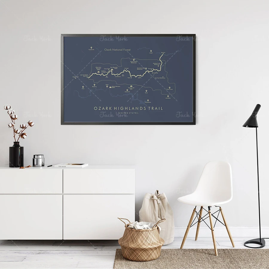 

Ozark Highlands Trail Map | OHT Hiking Trail Map | OHT Poster | Ozark Highlands | Trail Map Art | Relive your Adventures