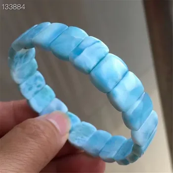

Top Natural Blue Larimar Bracelet Jewelry For Woman Man Crystal Stretch 13x8mm Rectangle Beads Water Pattern Stone Bangle AAAAA