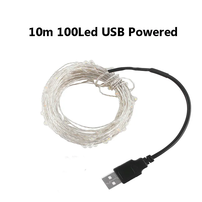 10M USB Plug Звездный светильник-гирлянда из серебряной медной проволоки, водонепроницаемая сказочная гирлянда, праздничный светильник, Рождественская Свадебная вечеринка, украшение своими руками - Испускаемый цвет: 10M USB Plug