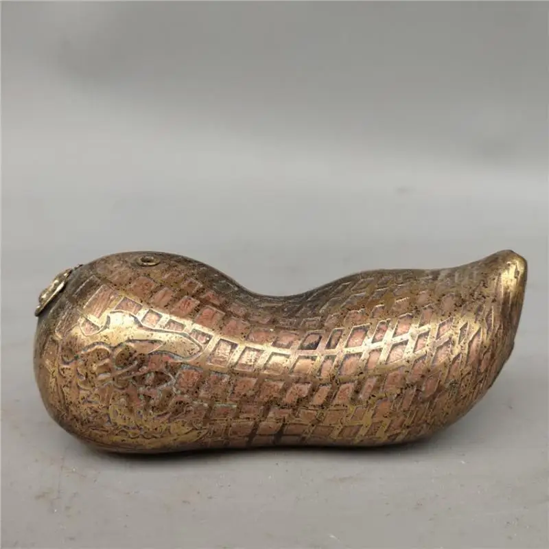 

Collection Chinese Hand-Made Crafts Brass Peanut Water Drop Pot Study Calligraphy Supplies Exquisite Gift Fengshui Decoration